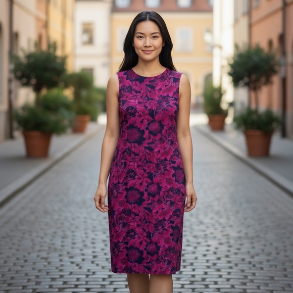 Vintage Northern Reflections Floral Midi Dress – 90s Y2K Burgundy – Size 12 - Picture 4 of 13